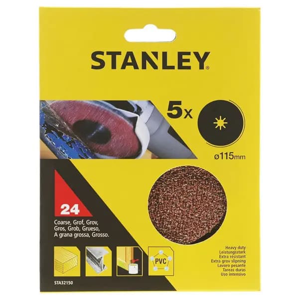 Stanley Fibre Sanding Discs for 115mm Angle Grinders STA32150 Diameter: 115mm