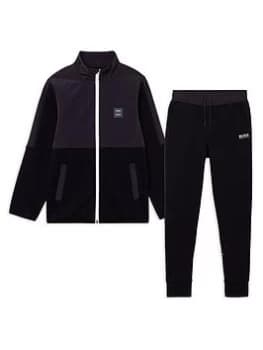 BOSS Boys Logo Track Suit - Black, Size Age: 10 Years