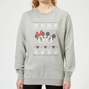 Disney Mickey and Minnie Womens Christmas Sweatshirt - Grey - 3XL