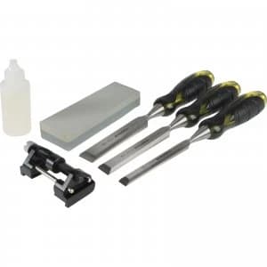 Roughneck 3 Piece Bevel Edge Chisel Set Sharpening Kit