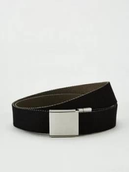 Superdry Reversible Canvas Belt - Black, Size S, Men