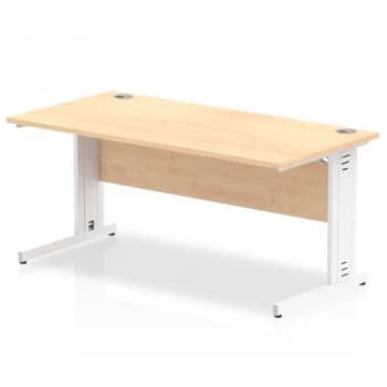 Trexus Rectangular Desk White Cable Managed Leg 1600x800mm Maple Ref