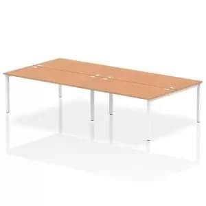 Impulse Bench B2B 4 Person 1600 White Frame Office Bench Desk Oak
