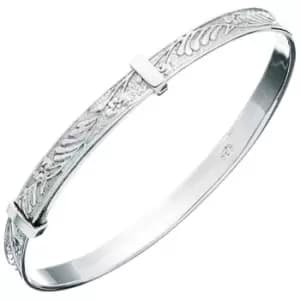 Sterling Silver Patterned Christening Bangle