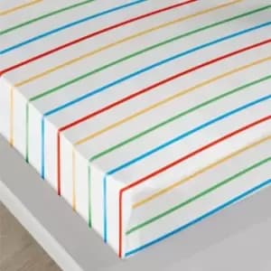 Bedlam Farmyard Friends Single Fitted Sheet, Cotton, Striped