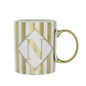 Mug Initial N Patterned Gold