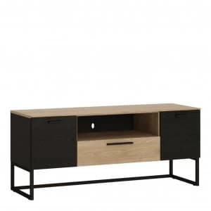 Hollyn 2 Door TV Unit - Black & Oak Effect