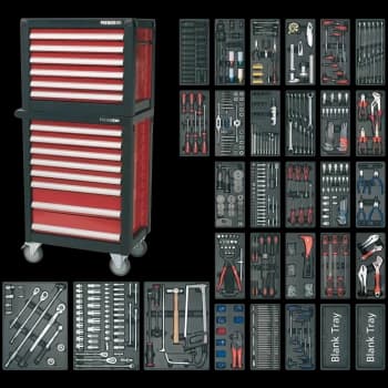 Sealey Premier 14 Drawer Roller Cabinet and Tool Chest + 1233 Piece Tool Kit Black / Red