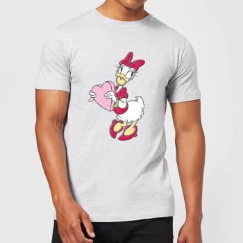 Disney Daisy Duck Love Heart Mens T-Shirt - Grey - XS - Grey