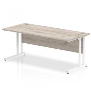 Trexus Rectangular Desk White Cantilever Leg 1800x800mm Grey Oak Ref