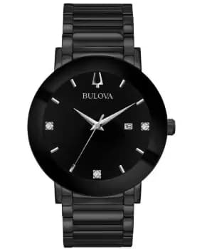 Bulova Modern Black Diamond Dial Black Stainless Steel Mens Watch 98D144 98D144