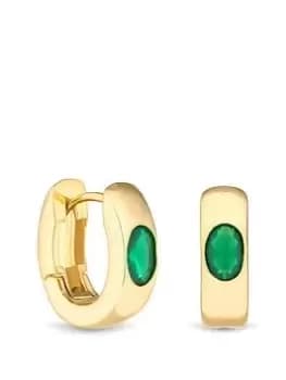 Jon Richard Jon Richard Gold Plated Polished And Emerald Hoop Earrings