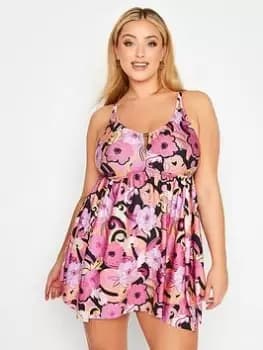 Yours Retro Floral Hanky Hem Swimdress, Multi, Size 18, Women