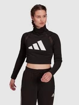 adidas Women In Power Long Sleeve Tee - Black Size XS Women