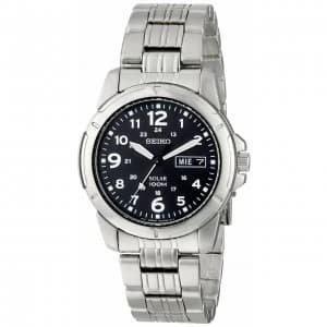 Seiko Mens Solar Analogue Stainless Steel Watch SNE095P1