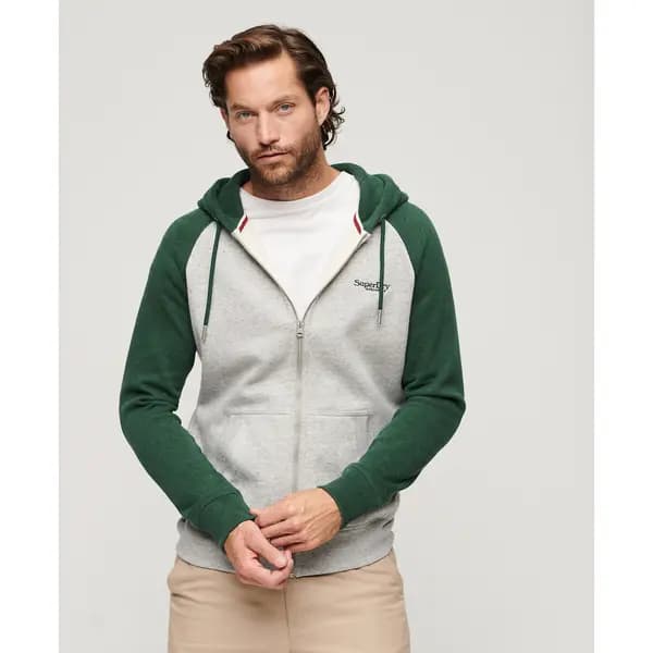 Superdry Athletic Grey Marl / Rich Navy Marl Essential Baseball Zip Hoodie