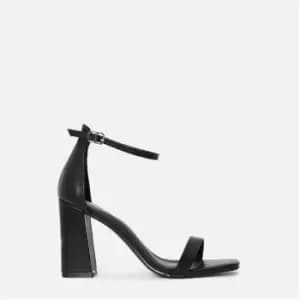 Missguided Faux Leather Block Heeled Sandals - Black