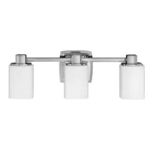 IP44 3 Bulb Wall Light Square Etched Opal Glass Shade Chrome LED G9 3.5W