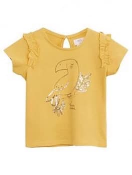 Mango Baby Girls Sequin Parrot Ruffle Sleeve T-Shirt
