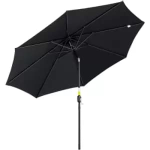 Outsunny 3(m) Patio Umbrella Outdoor Sunshade Canopy w/ Tilt & Crank Black - Black