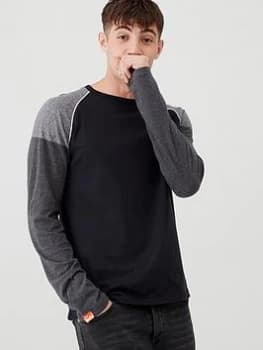 Superdry Desert Long Sleeved Baseball T-Shirt - Black, Size 2XL, Men