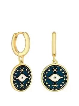 Jon Richard JON RICHARD GOLD PLATED EVIL EYE EARRINGS, Black, Women