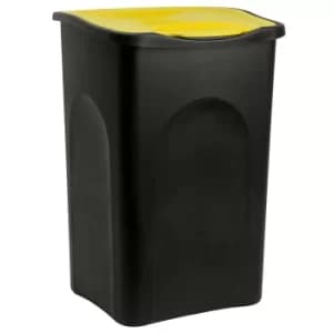 Waste Bin with Lid 50 L Trash Can Kitchen Office Black Yellow