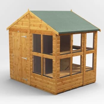 6x8 Power Apex Potting Shed - Brown