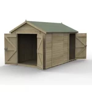 12' x 8' Forest Timberdale 25yr Guarantee Tongue & Groove Pressure Treated Windowless Double Door Combination Apex Shed (3.65m x 2.52m)