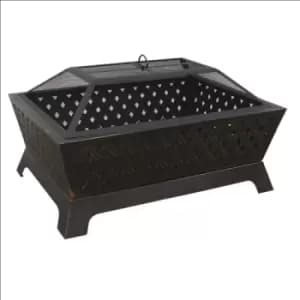 Dellonda 35" Rectangular Outdoor Fire Pit, Antique Bronze Effect