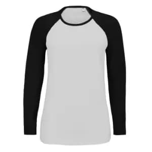 SOLS Womens/Ladies Milky Contrast Long Sleeve T-Shirt (XXL) (White/Deep Black)
