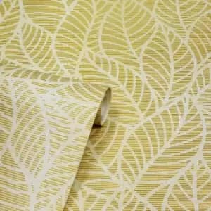 Arthouse Leaf Lines Ochre Wallpaper