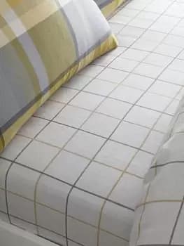 Catherine Lansfield Check Brushed Fitted Sheet In Ochre