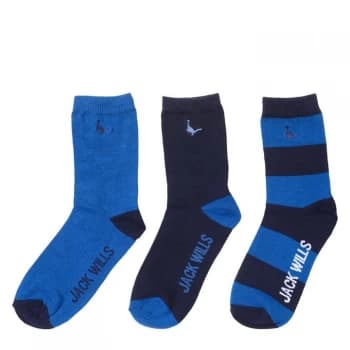 Jack Wills 3 Pack Crew Socks Child Boys - Blue Sapphire