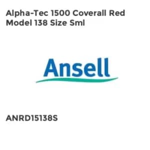 Ansell ANSELL ALPHA-TEC 1500 COVERALL RED MODEL 138 SIZE SML