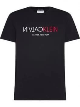 Calvin Klein Text Reverse Front Logo T-Shirt - Black