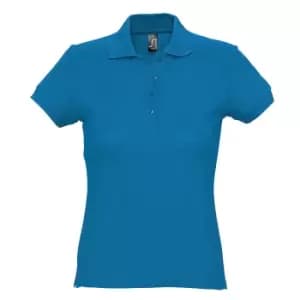 SOLS Womens/Ladies Passion Pique Short Sleeve Polo Shirt (M) (Aqua)