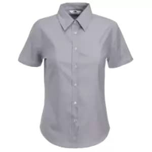 Fruit Of The Loom Ladies Lady-Fit Short Sleeve Oxford Shirt (2XL) (Oxford Grey)