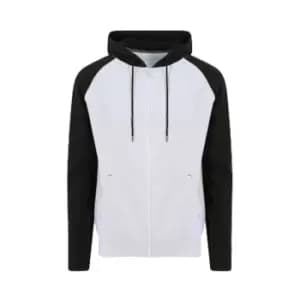 AWDis Just Hoods Mens Baseball Zoodie (L) (Heather Grey/Jet Black)