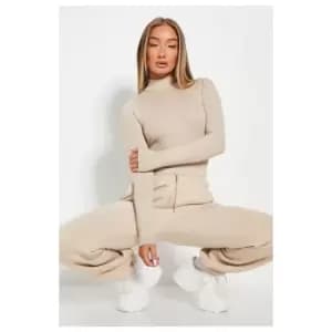 I Saw It First Cotton Rib Roll Neck Bodysuit - Brown