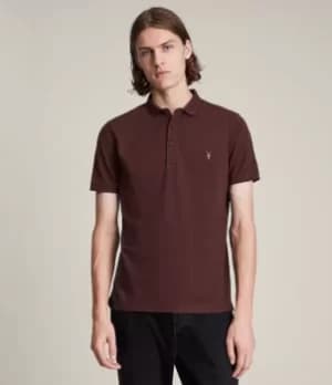 AllSaints Mens Reform Short Sleeve Polo Shirt, Charred RED, Size: S