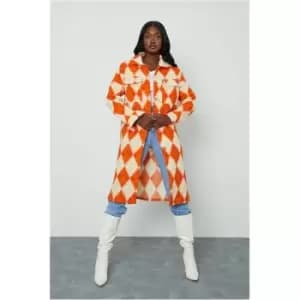I Saw It First Orange Midi Brushed Check Shacket - Orange