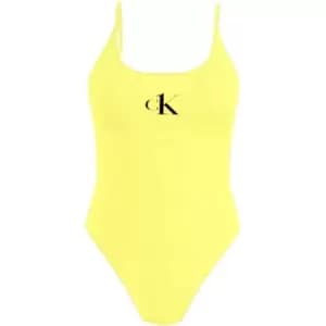 Calvin Klein Scoop Back One Piece - Yellow