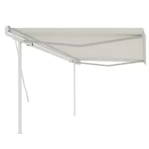 Vidaxl Manual Retractable Awning With Posts 5X3.5 M Cream