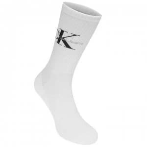 Calvin Klein Calvin Mono Logo Crew Socks - White