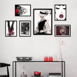 SET_012 Multicolor Decorative Framed Painting (6 Pieces)