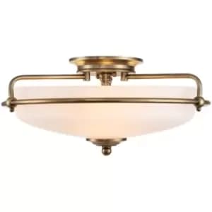 Elstead Quoizel Griffin Bowl Semi Flush Ceiling Light Weathered Brass