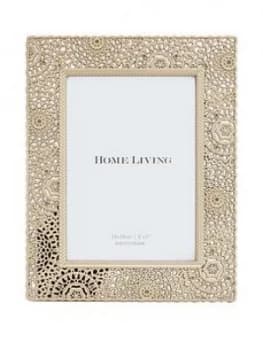 Moroccan Collection Gold Painted Metal Photo Frame ; 5 X 7 Inch