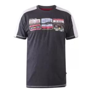 Duke Mens Soho D555 License Plate T-Shirt (4XL) (Charcoal Marl)