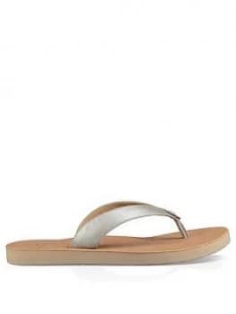 UGG Tawney Metallic Flip Flop Shoes - Silver, Size 8, Women